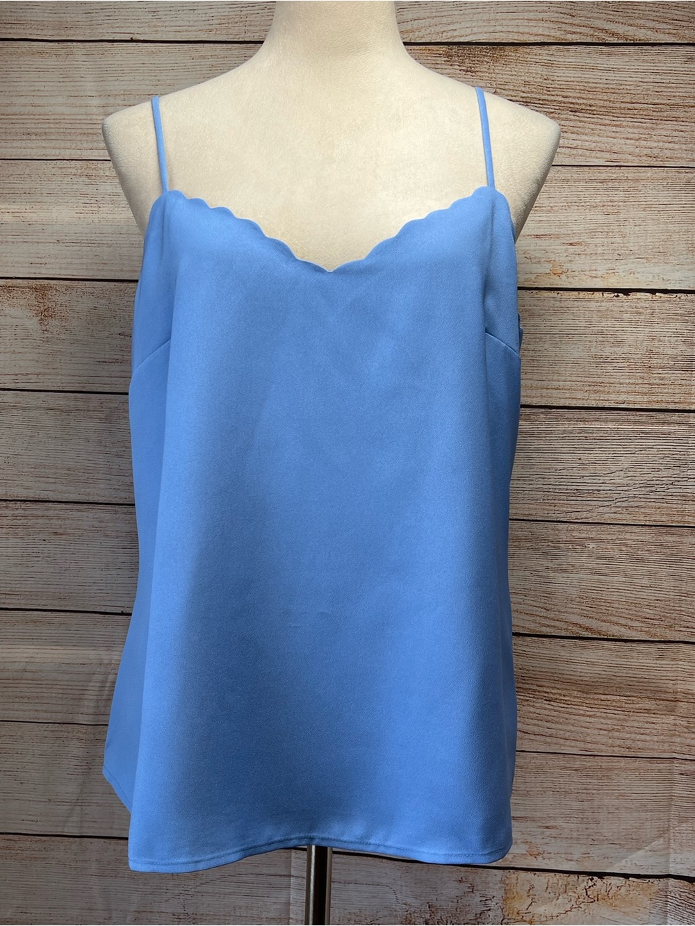 nwt J Crew Scalloped V-Neck Cami Tank Sz 12 L Periwinkle Blue Spaghetti Straps